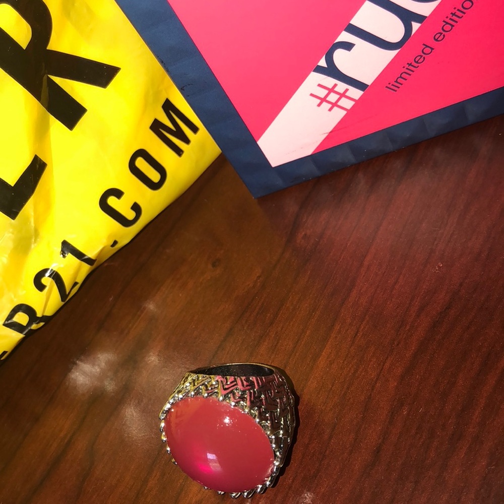 Pink and silver ring